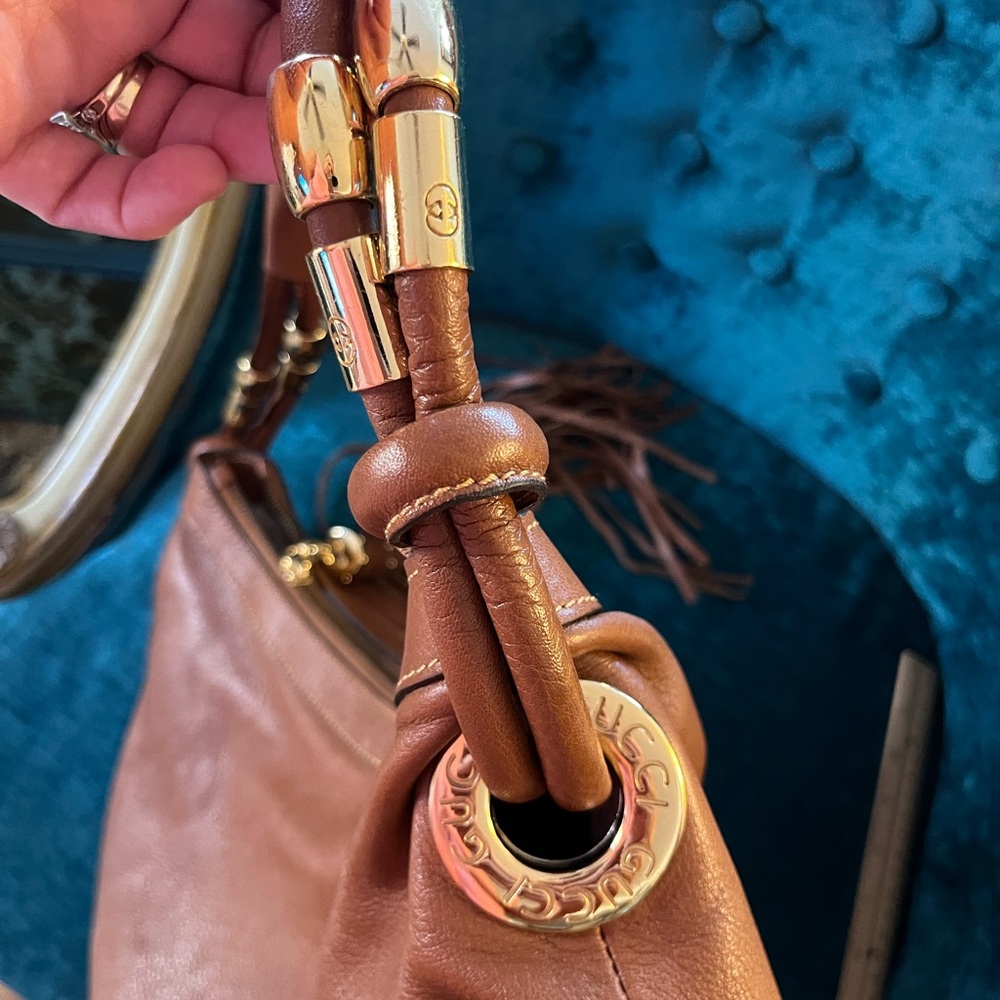 G G Look a like Elegant Brown Genuine Leather Hobo Bag
